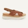 New River Woods Lederen gevlochten sandalen plateauzool bruin -