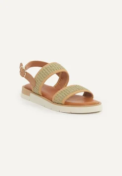 Hot River Woods Lederen gevlochten sandalen groen -