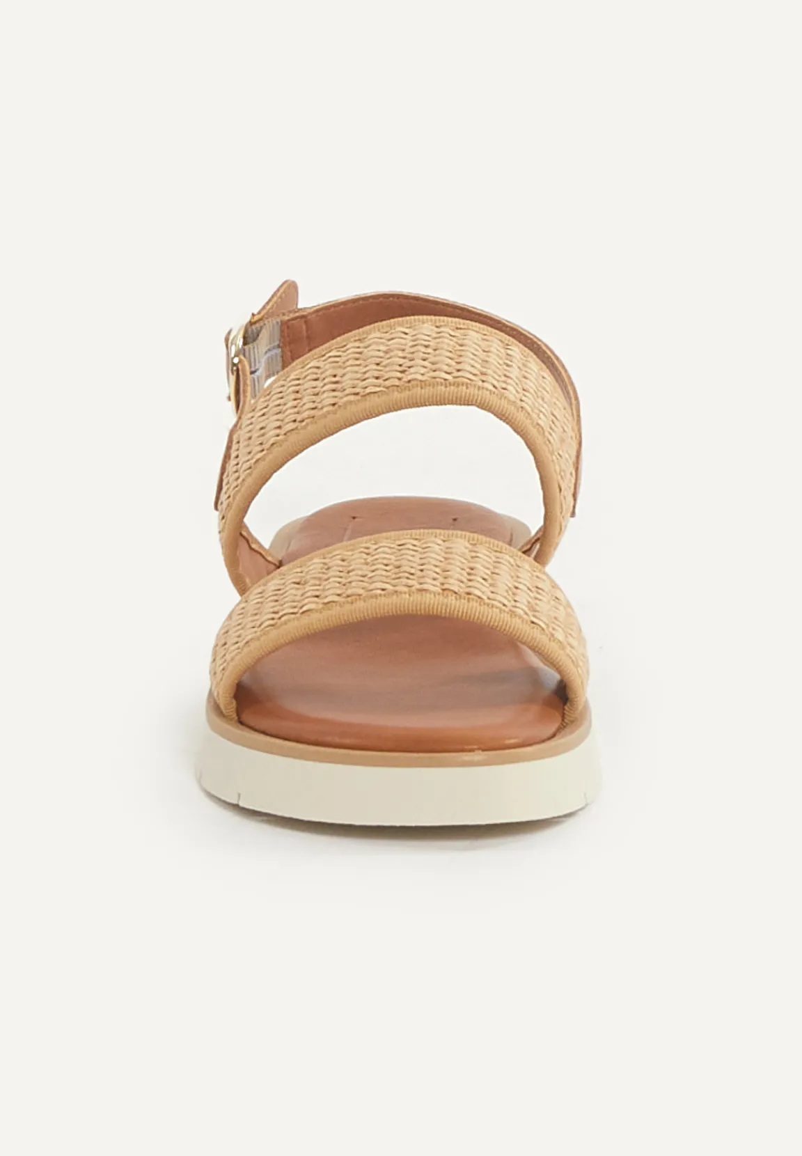 Outlet River Woods Lederen gevlochten sandalen beige -