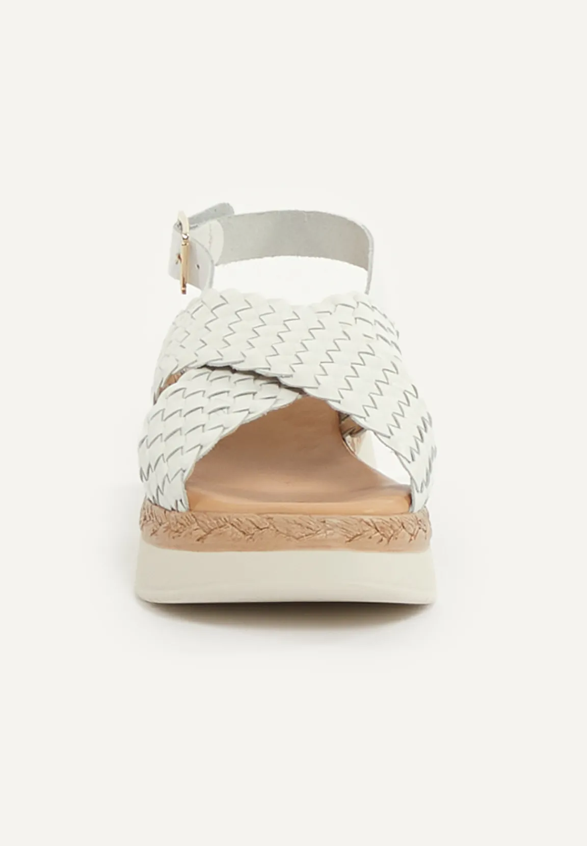 Outlet River Woods Lederen gevlochten sandalen plateauzool wit -