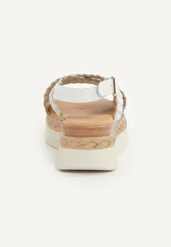 Outlet River Woods Lederen gevlochten sandalen plateauzool wit -
