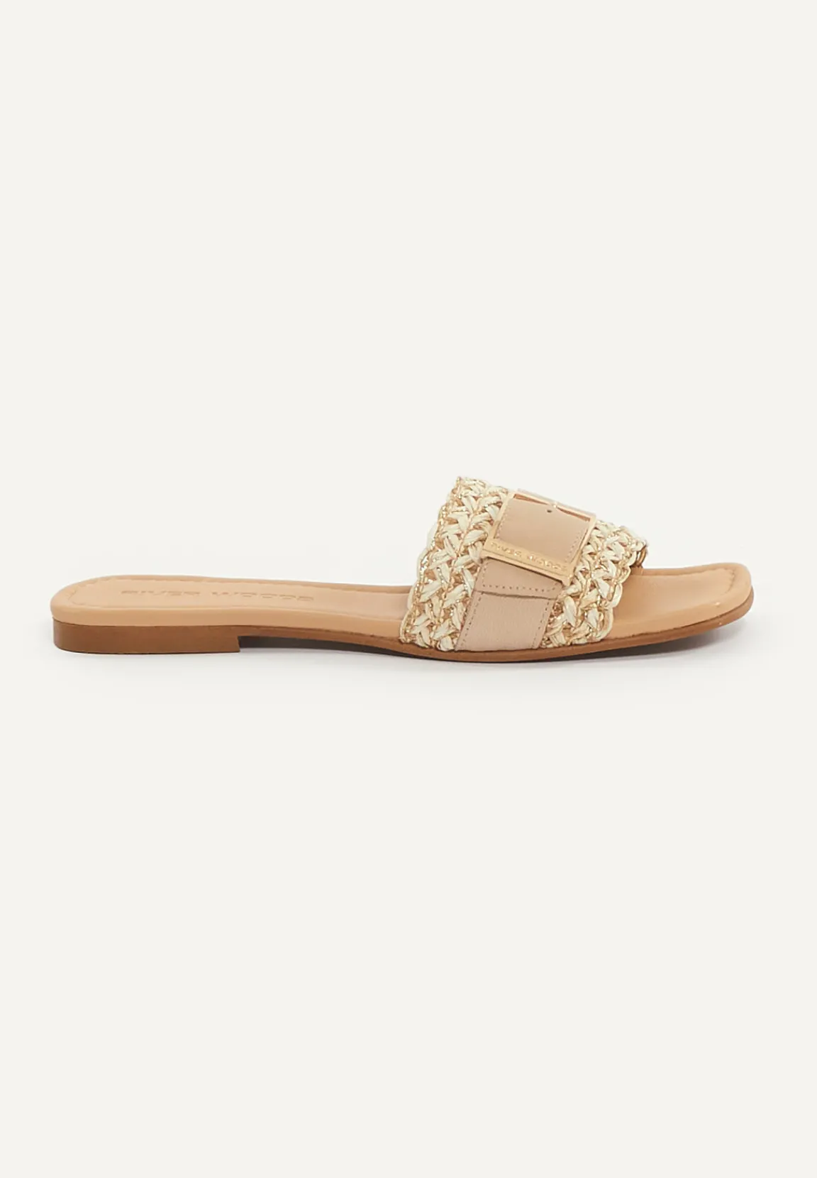 Clearance River Woods Lederen platte sandalen met riem beige -