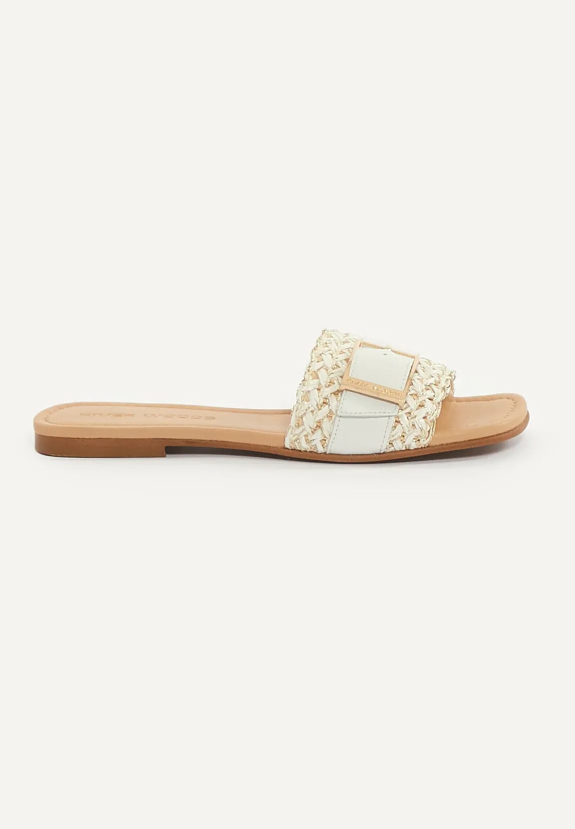Sale River Woods Lederen platte sandalen met riem wit -