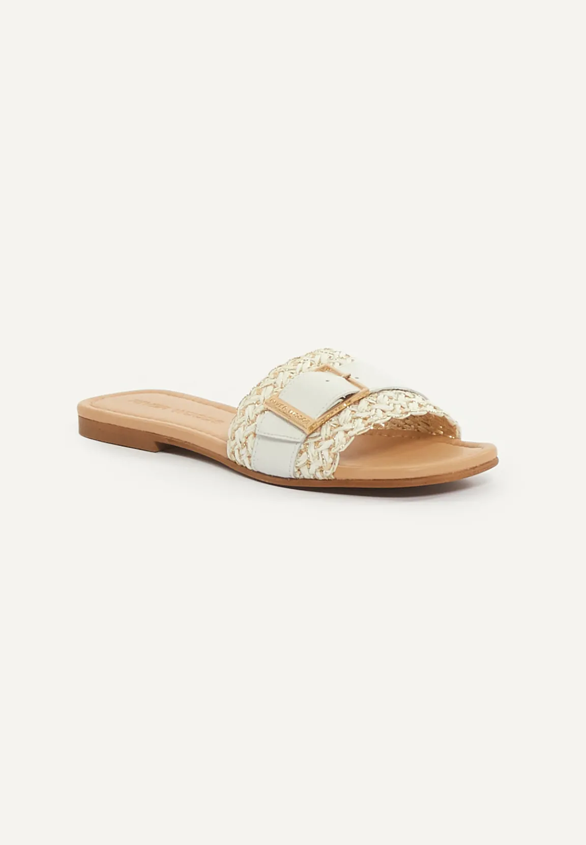 Sale River Woods Lederen platte sandalen met riem wit -