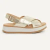 Clearance River Woods Lederen sandalen plateauzool goud -
