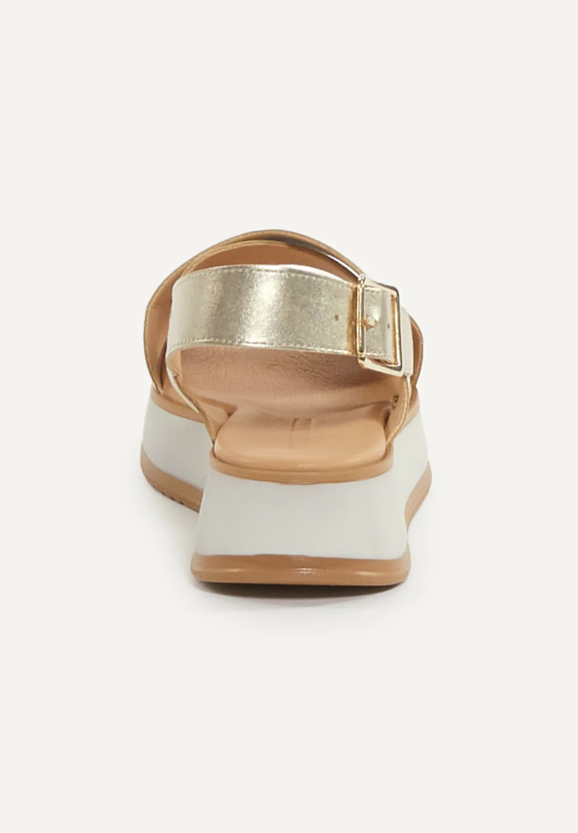 Clearance River Woods Lederen sandalen plateauzool goud -
