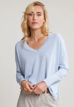 Sale River Woods Lichtblauwe basic V-hals trui lange mouwen -