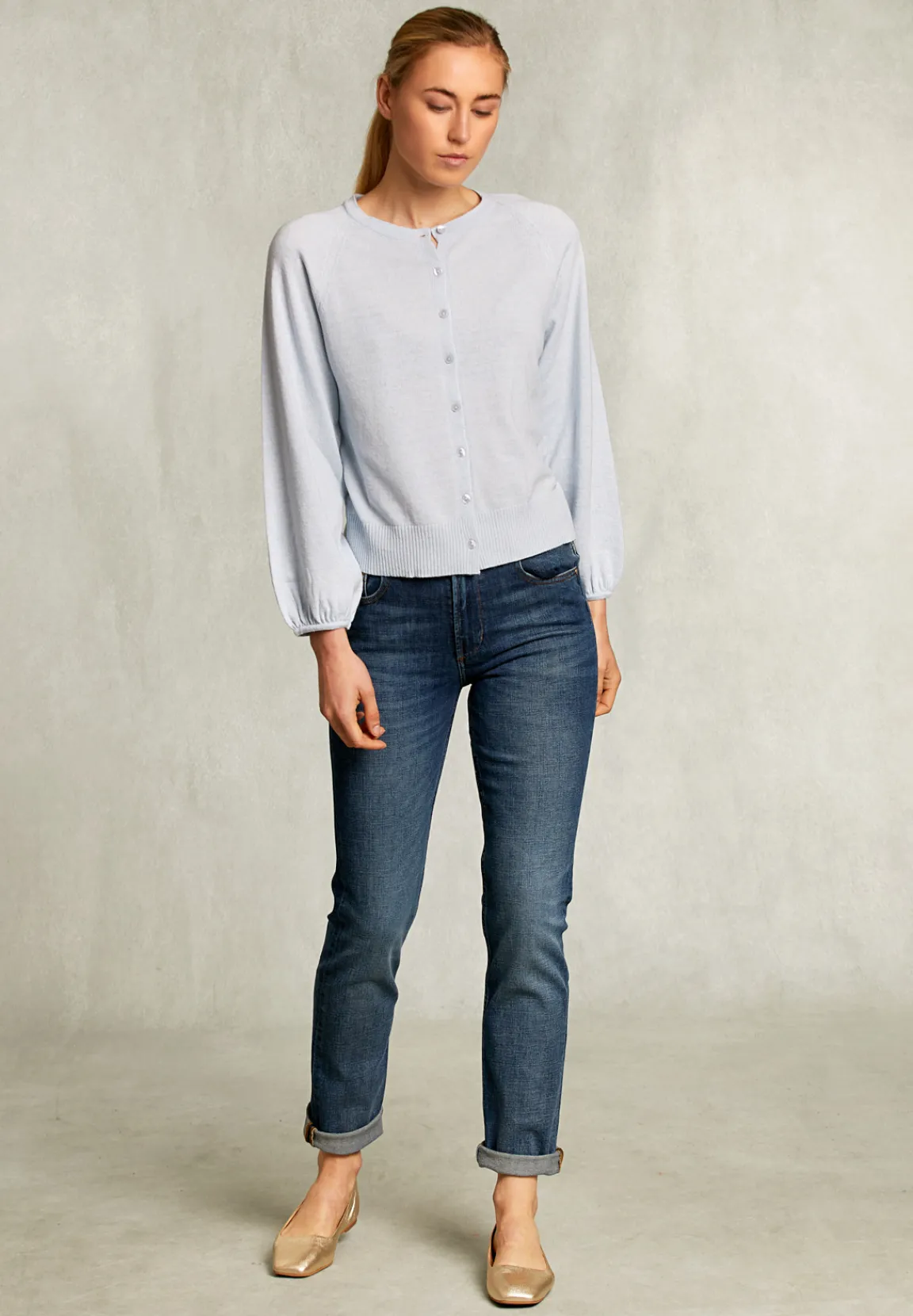 Discount River Woods Lichtblauwe cardigan met knopen -