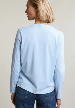 New River Woods Lichtblauwe V-hals T-shirt lange mouwen -