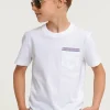Best River Woods Loose fit fancy T-shirt borstzak wit -