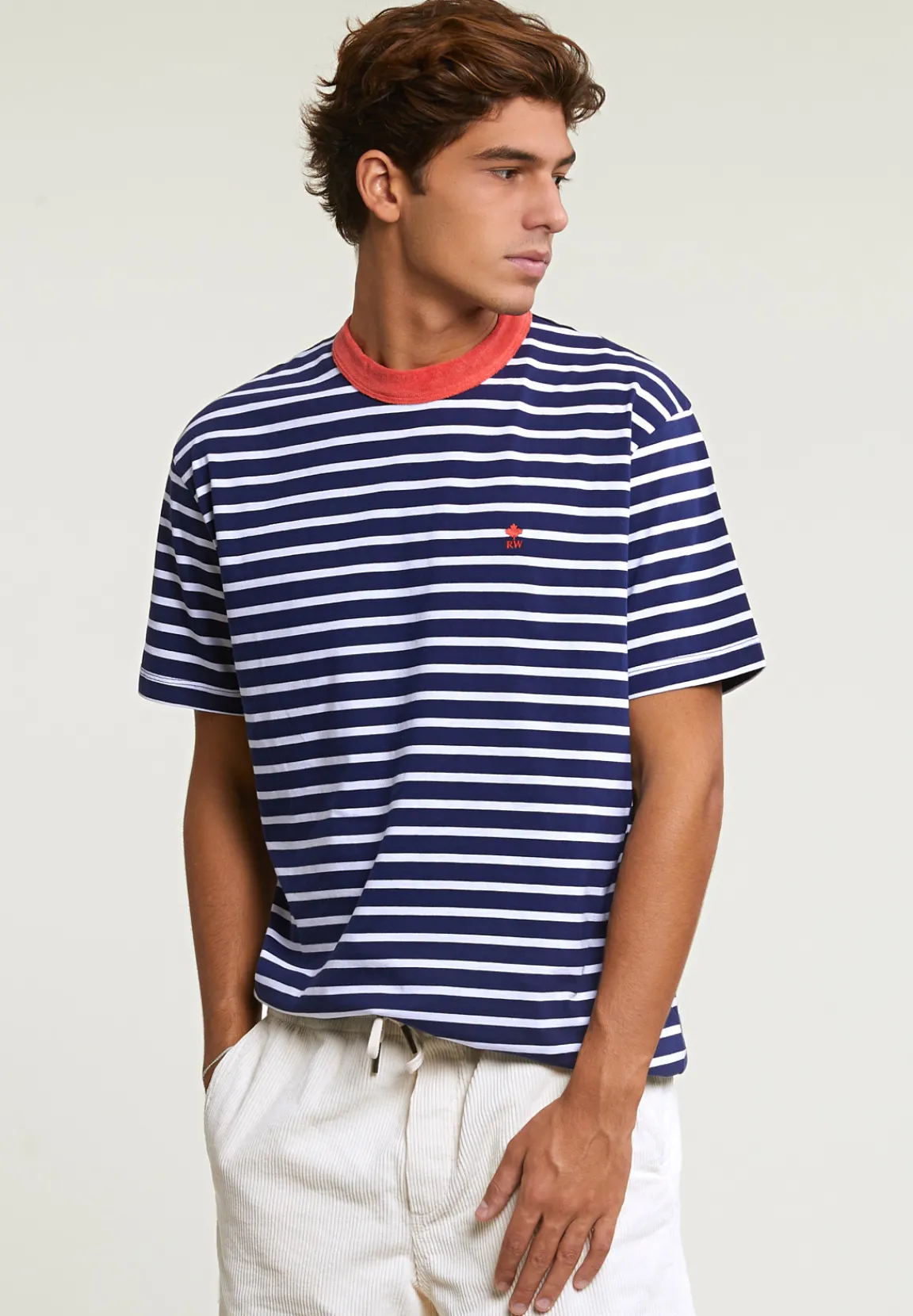 Fashion River Woods Loose fit gestreepte T-shirt blauw/wit -