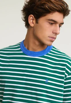 Outlet River Woods Loose fit gestreepte T-shirt groen/wit -