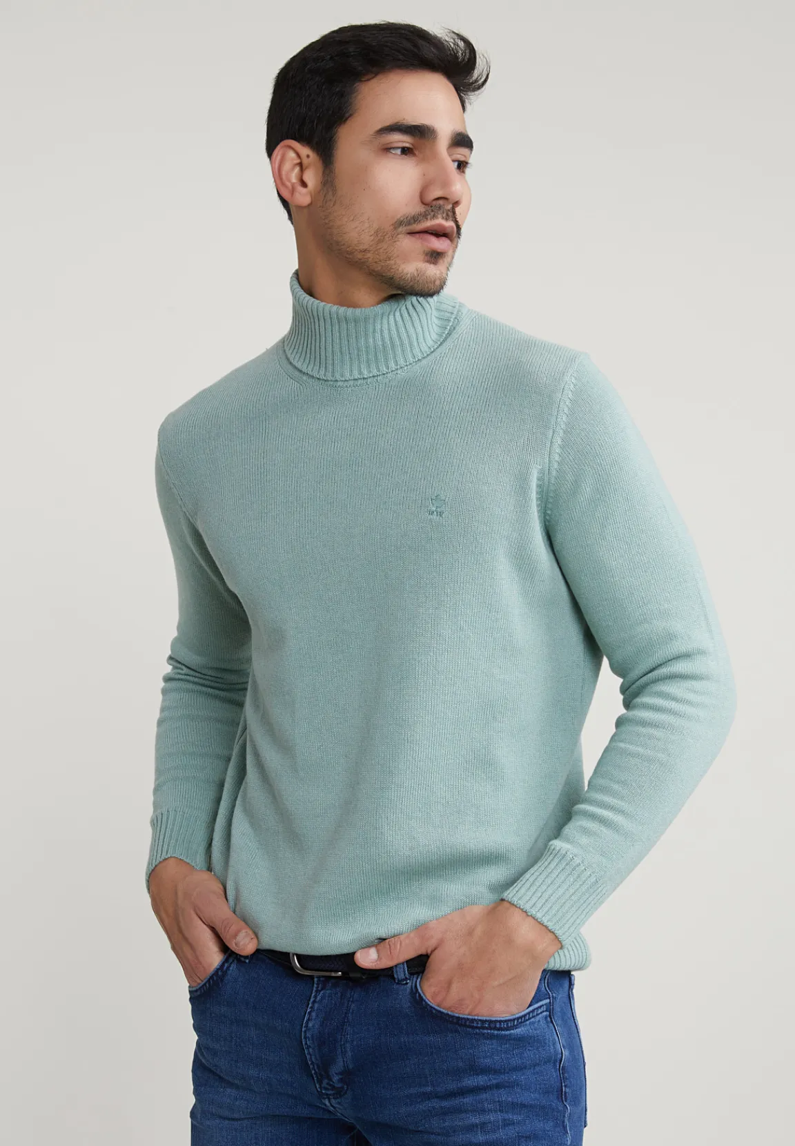 Hot River Woods Loose fit wol-kasjmier rolkraag trui cape green mix -