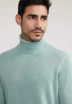 Hot River Woods Loose fit wol-kasjmier rolkraag trui cape green mix -
