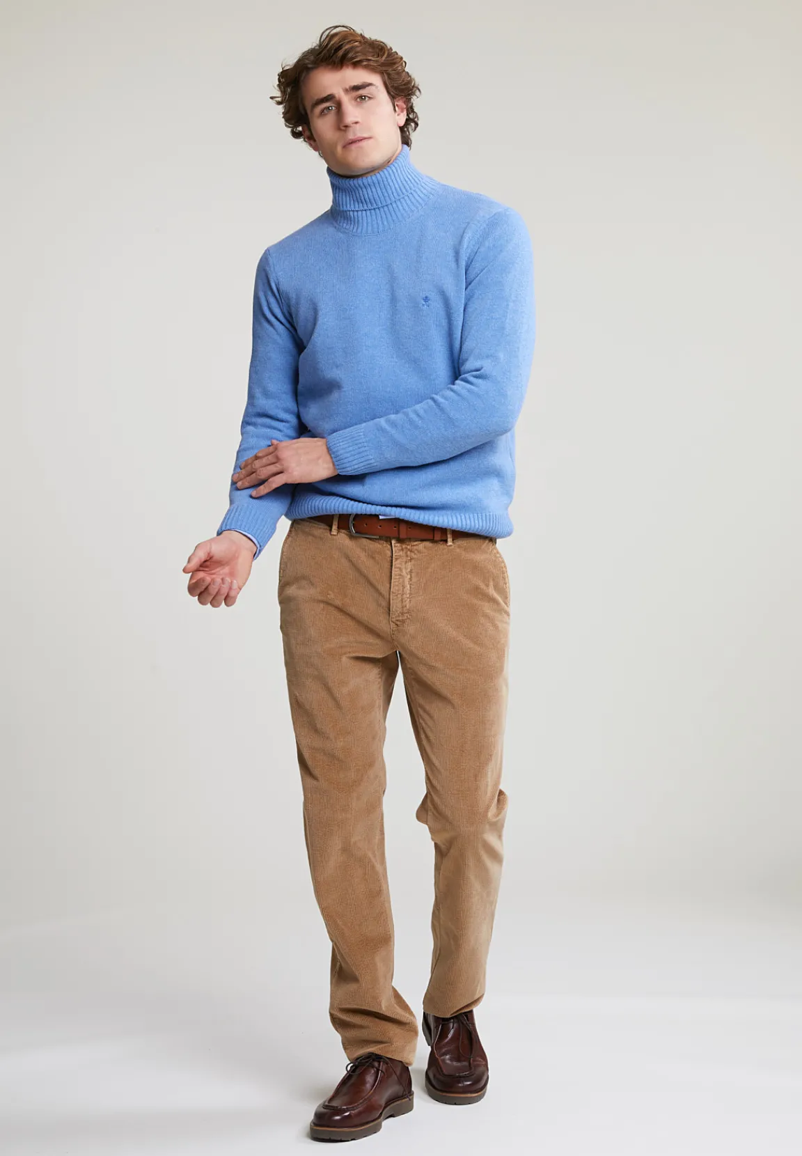 Hot River Woods Loose fit wol-kasjmier rolkraag trui sky mix -