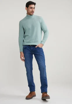Hot River Woods Loose fit wol-kasjmier rolkraag trui cape green mix -