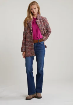 Fashion River Woods Magenta rolkraag T-shirt met strik -