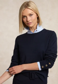 Best River Woods Merinotrui ronde hals navy -