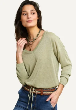 Online River Woods Metallic V-hals trui lange mouwen groen -