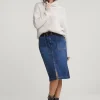 Sale River Woods Midi denim rok met split blauw -
