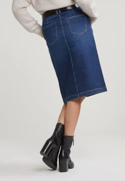 Sale River Woods Midi denim rok met split blauw -