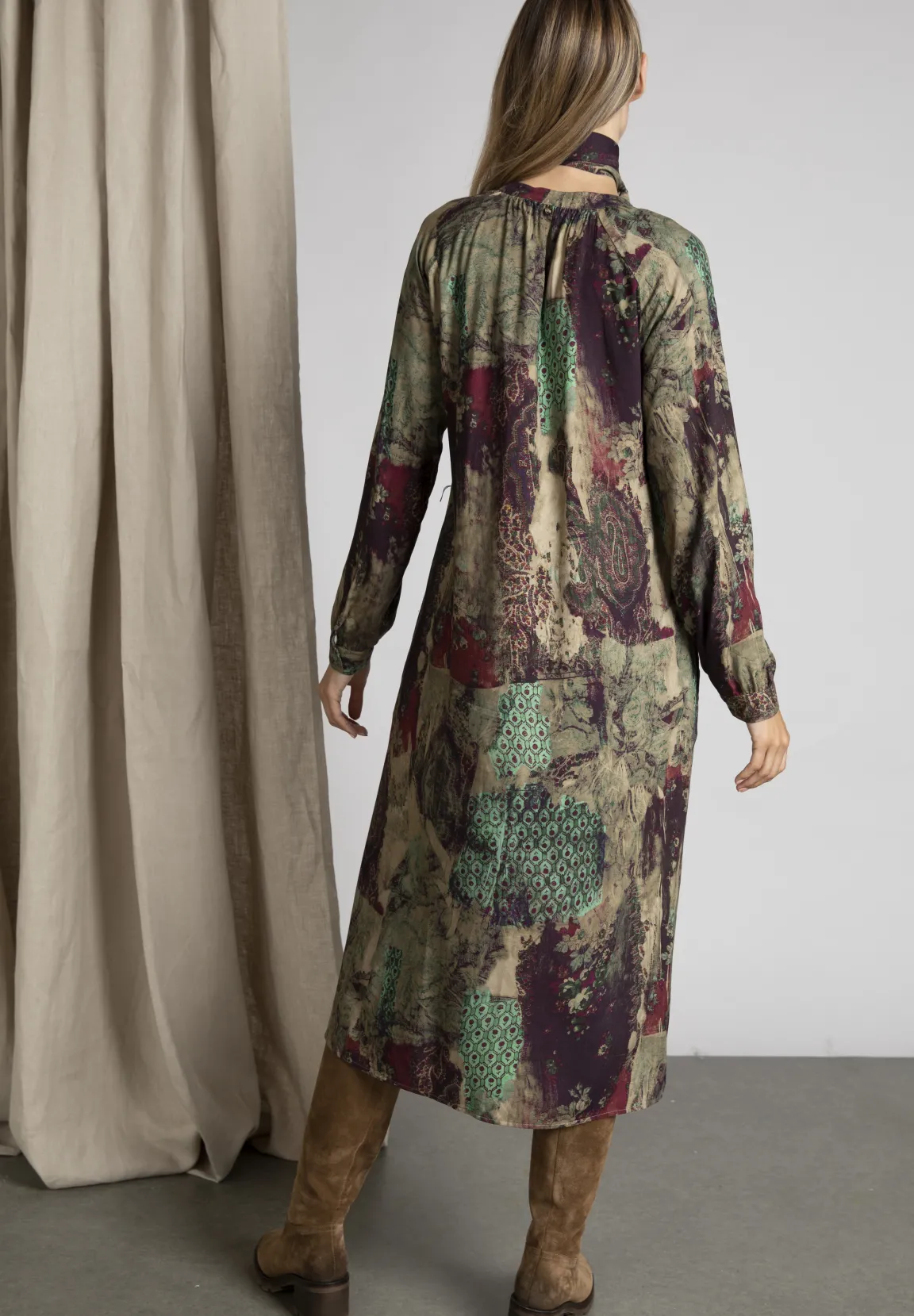 Fashion River Woods Midi-jurk in katoen in multi -