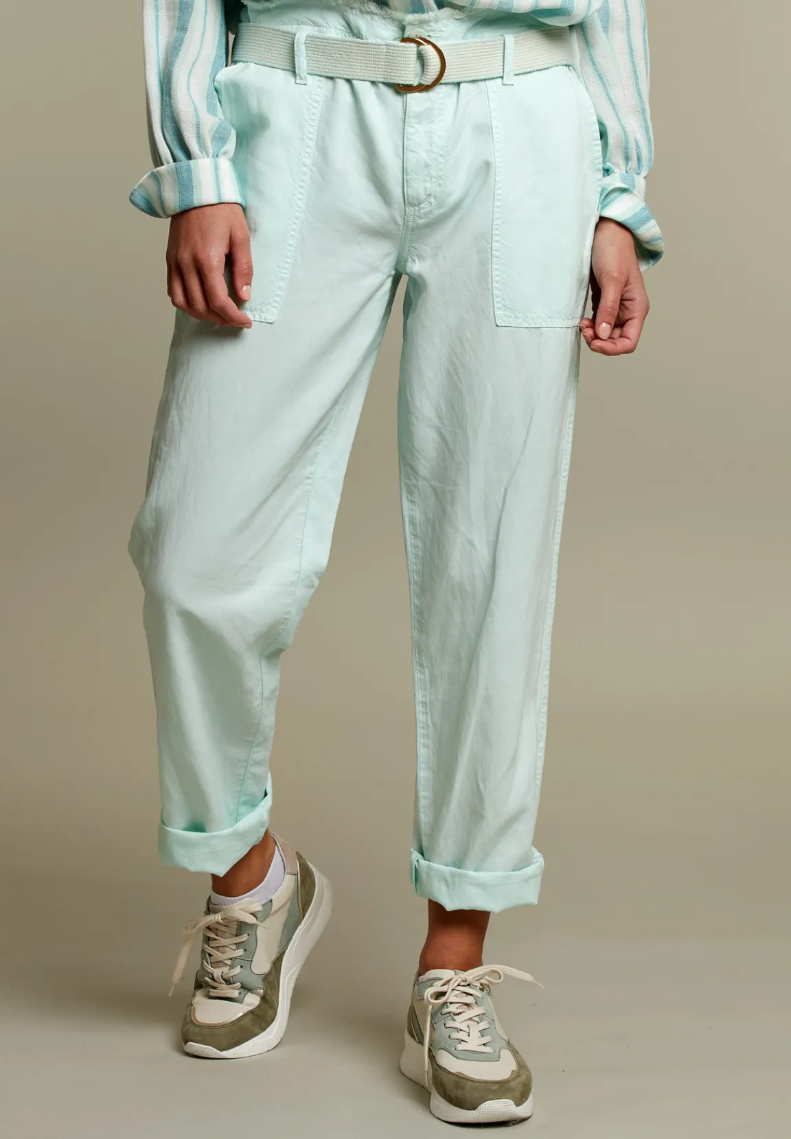 New River Woods Mint broek met ceintuur -