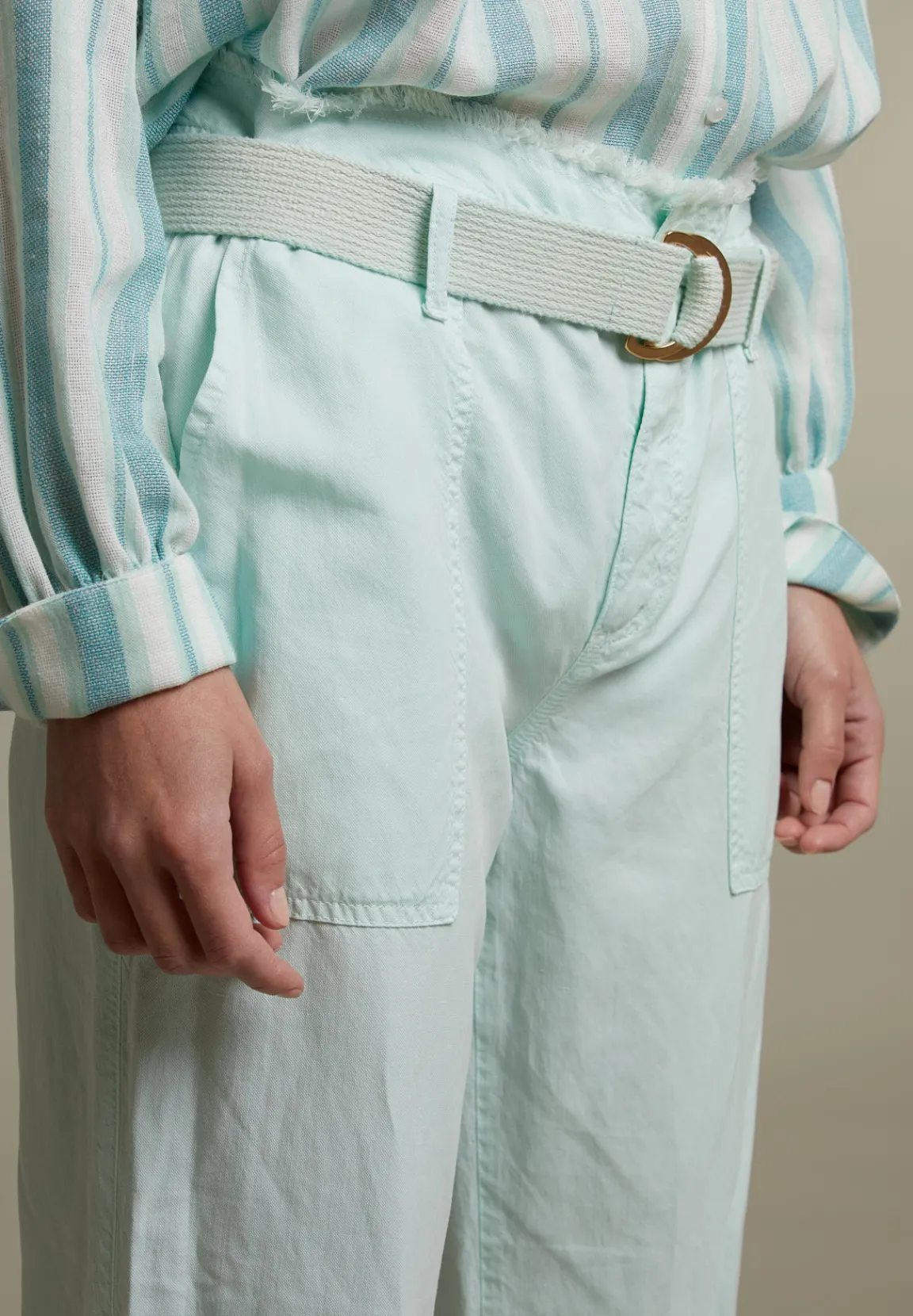 New River Woods Mint broek met ceintuur -