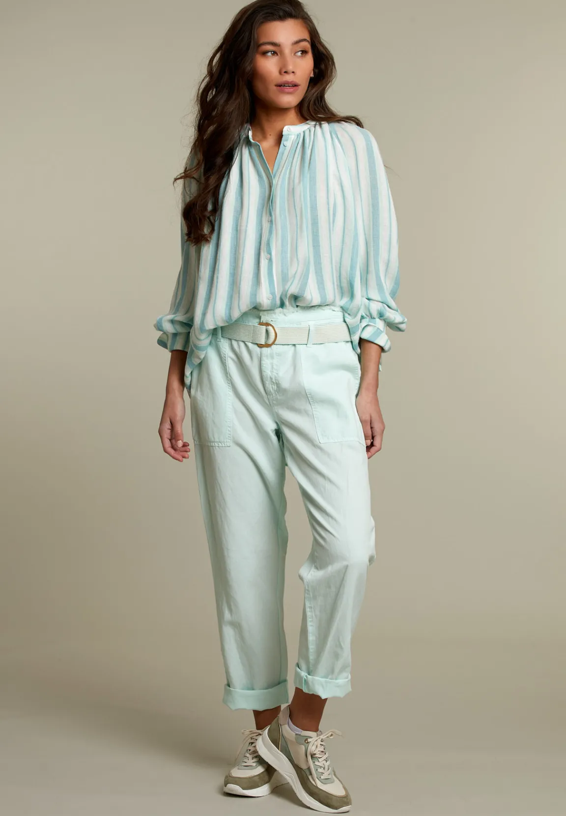 New River Woods Mint broek met ceintuur -