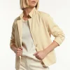 New River Woods Molleton effen blazer lange mouwen beige -