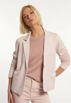 Fashion River Woods Molleton effen blazer lange mouwen roze -