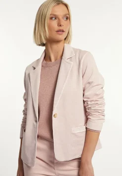 Fashion River Woods Molleton effen blazer lange mouwen roze -