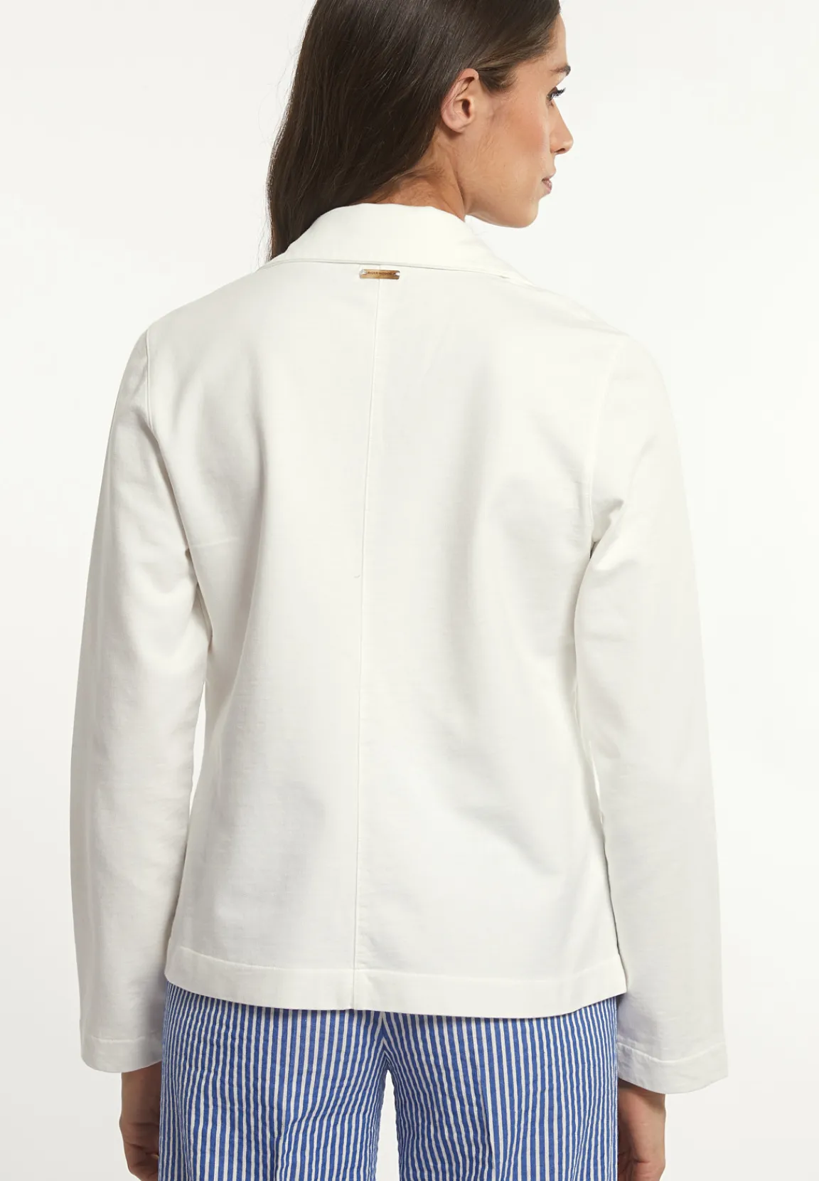 Best River Woods Molleton effen blazer lange mouwen écru -