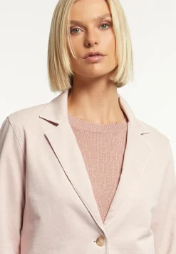 Fashion River Woods Molleton effen blazer lange mouwen roze -