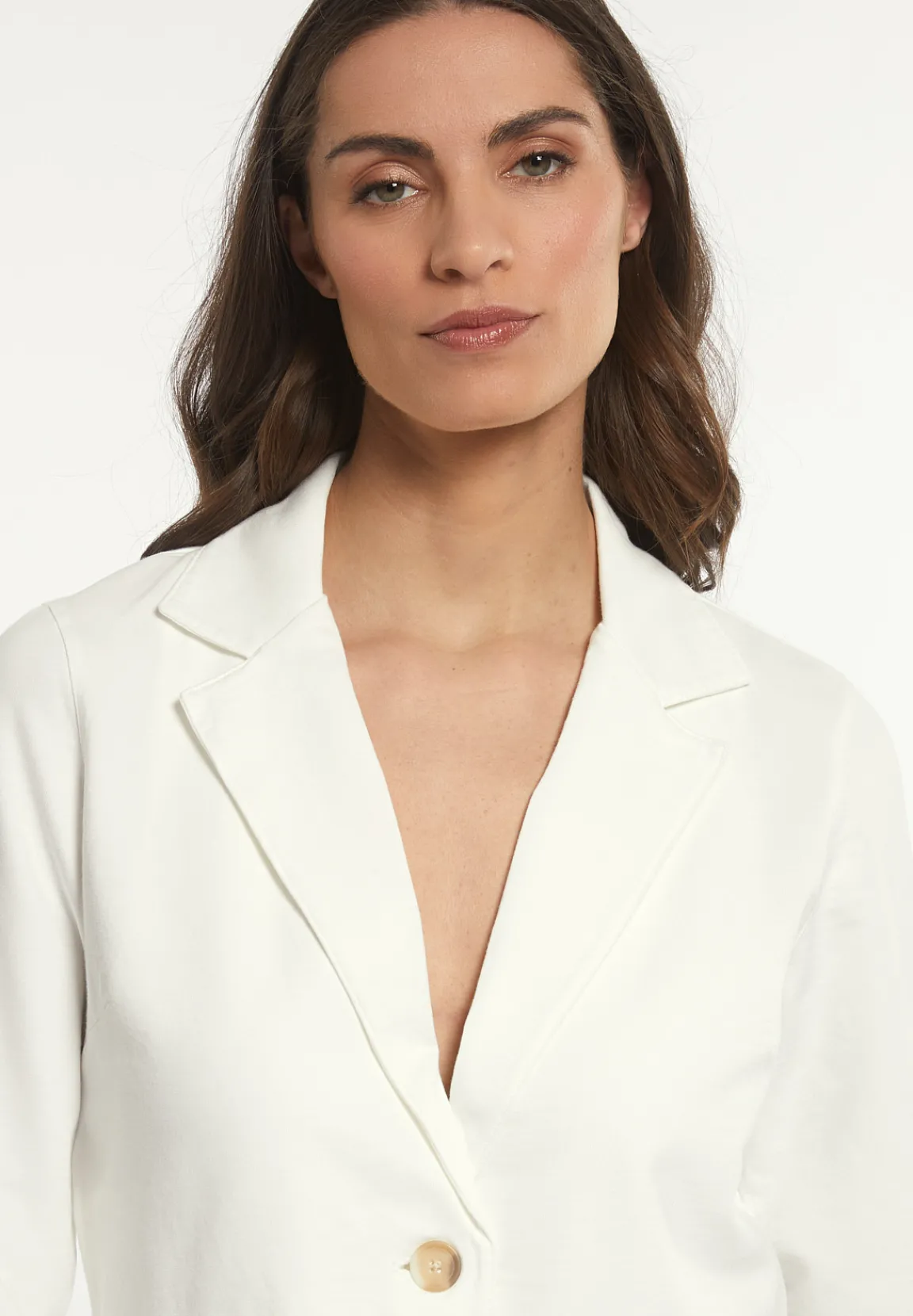 Best River Woods Molleton effen blazer lange mouwen écru -