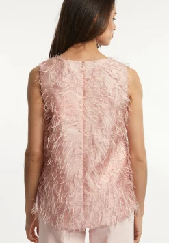 Outlet River Woods Mouwloze top ronde hals roze -