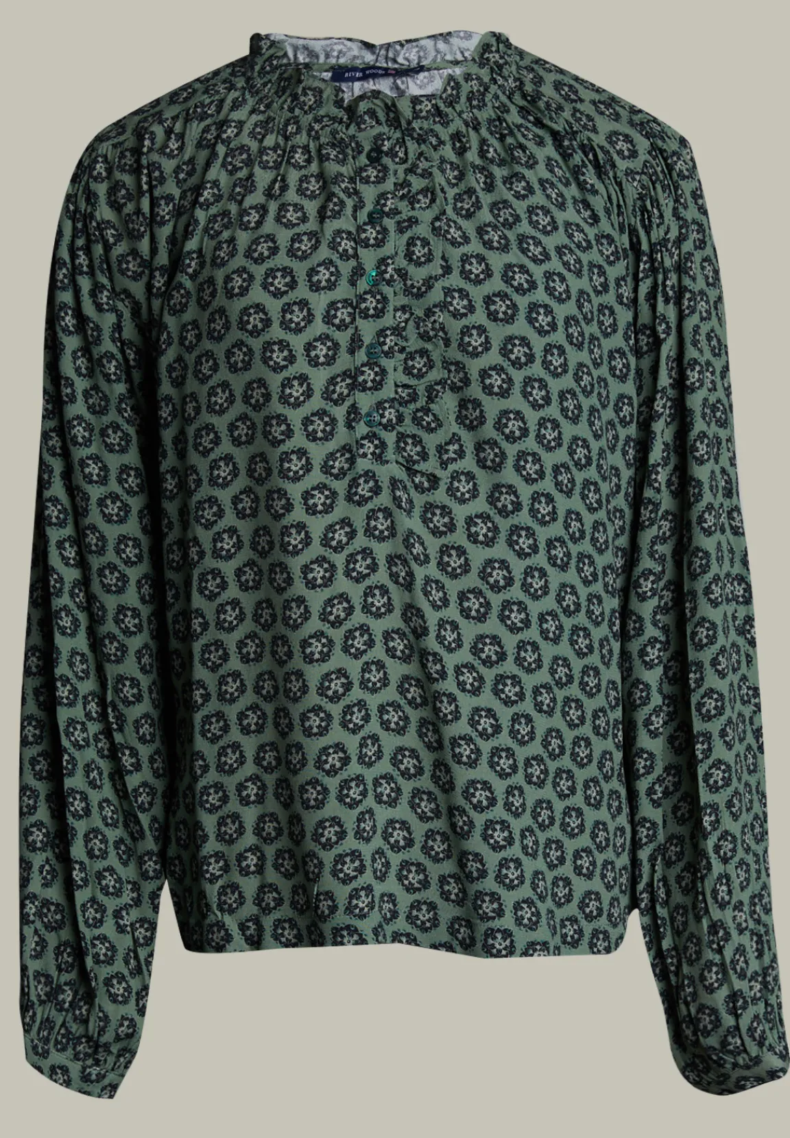 Discount River Woods Multi fantasie blouse pofmouwen -