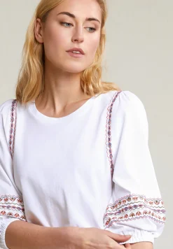 Online River Woods Multi geborduurde T-shirt pofmouwen -