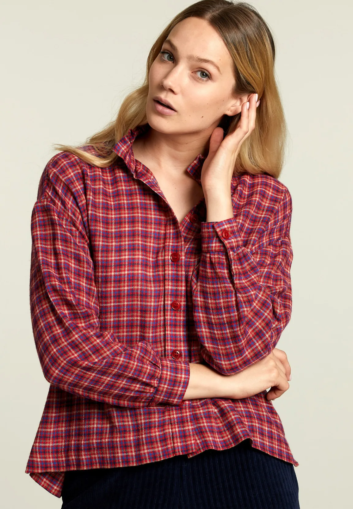 Hot River Woods Multi geruite blouse -