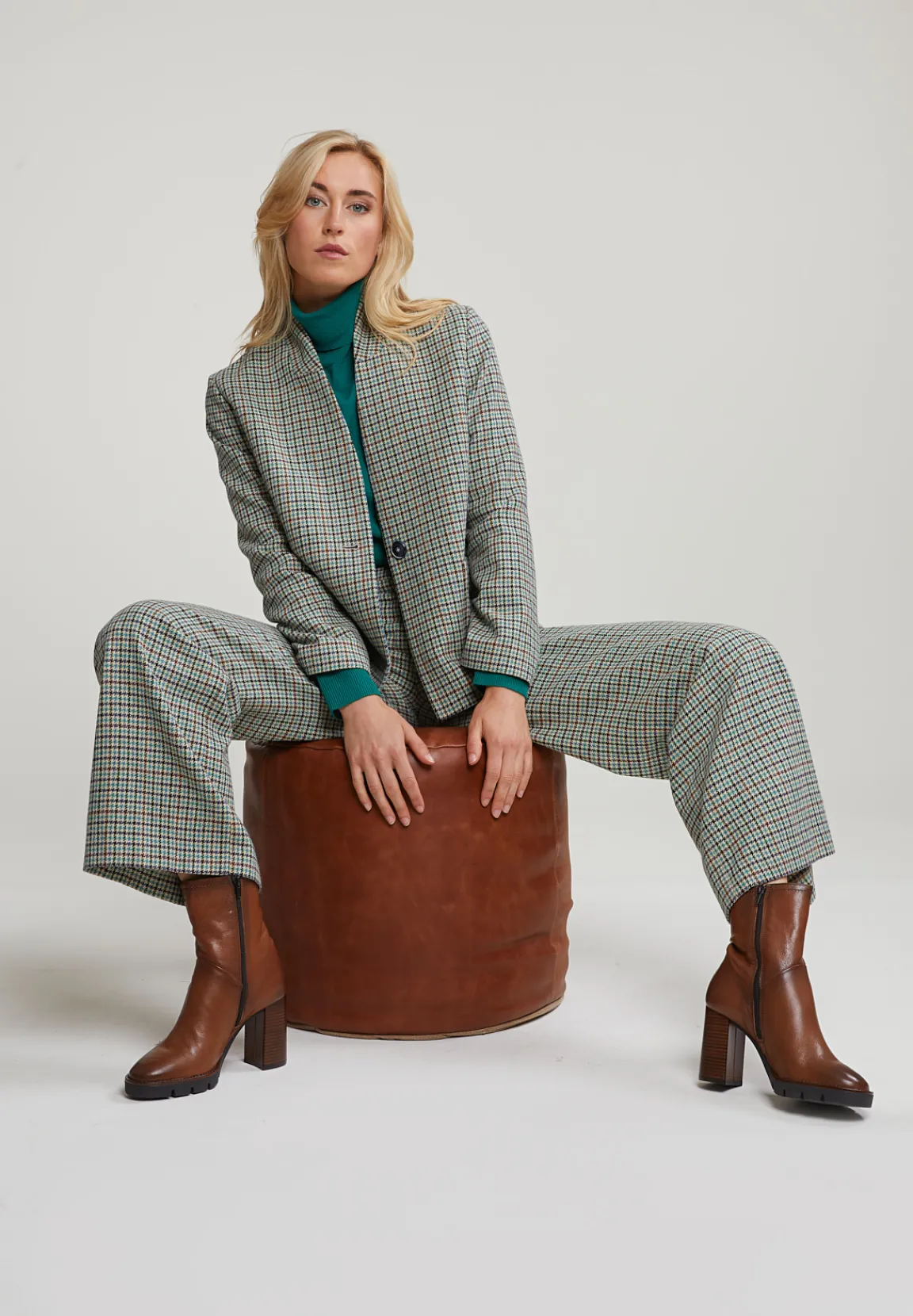Clearance River Woods Multi geruite broek wijde pijpen -
