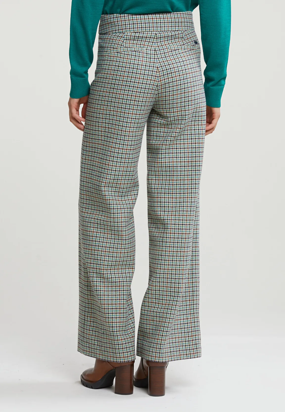 Clearance River Woods Multi geruite broek wijde pijpen -