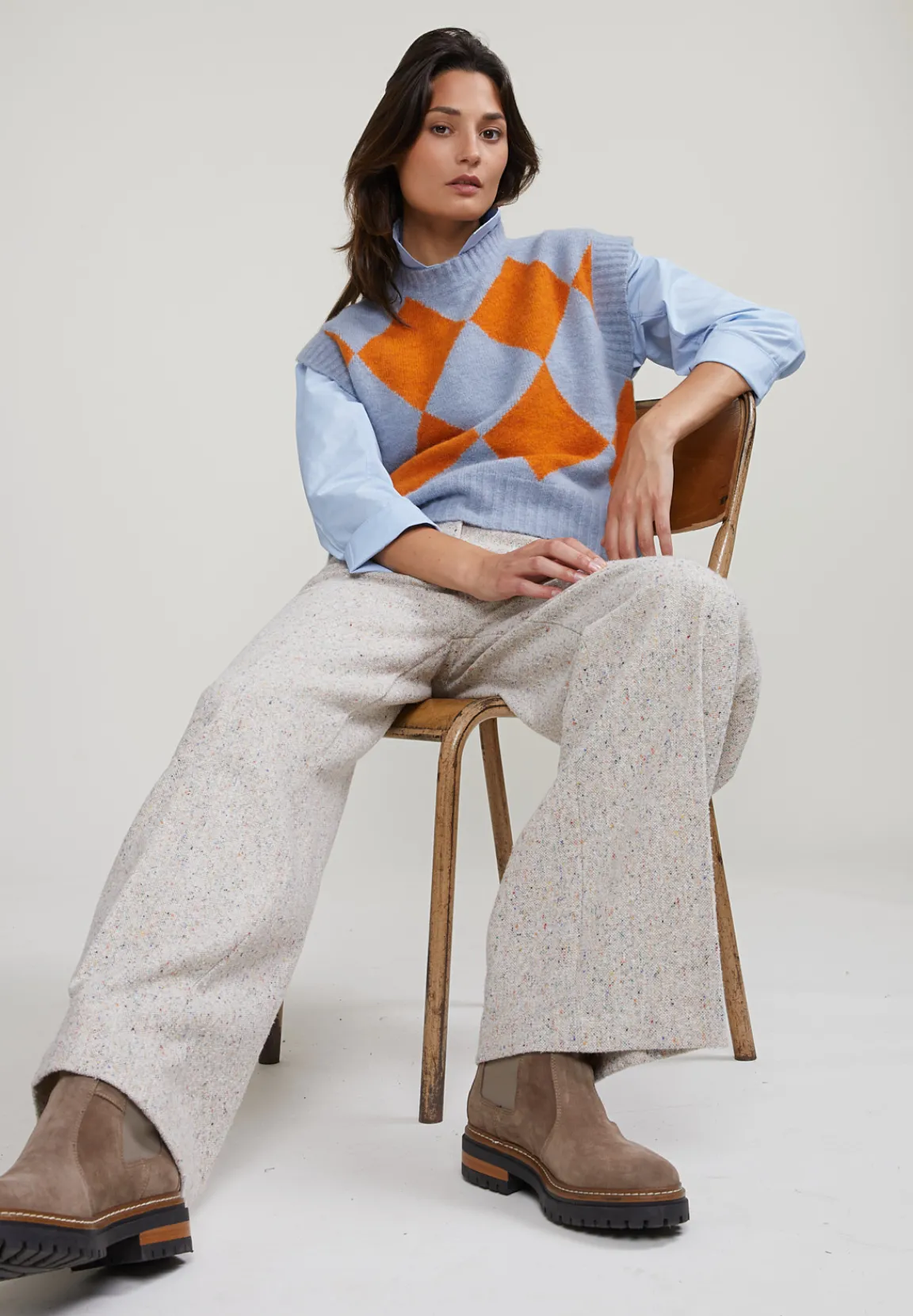 Best River Woods Multi gestipte wijde broek -