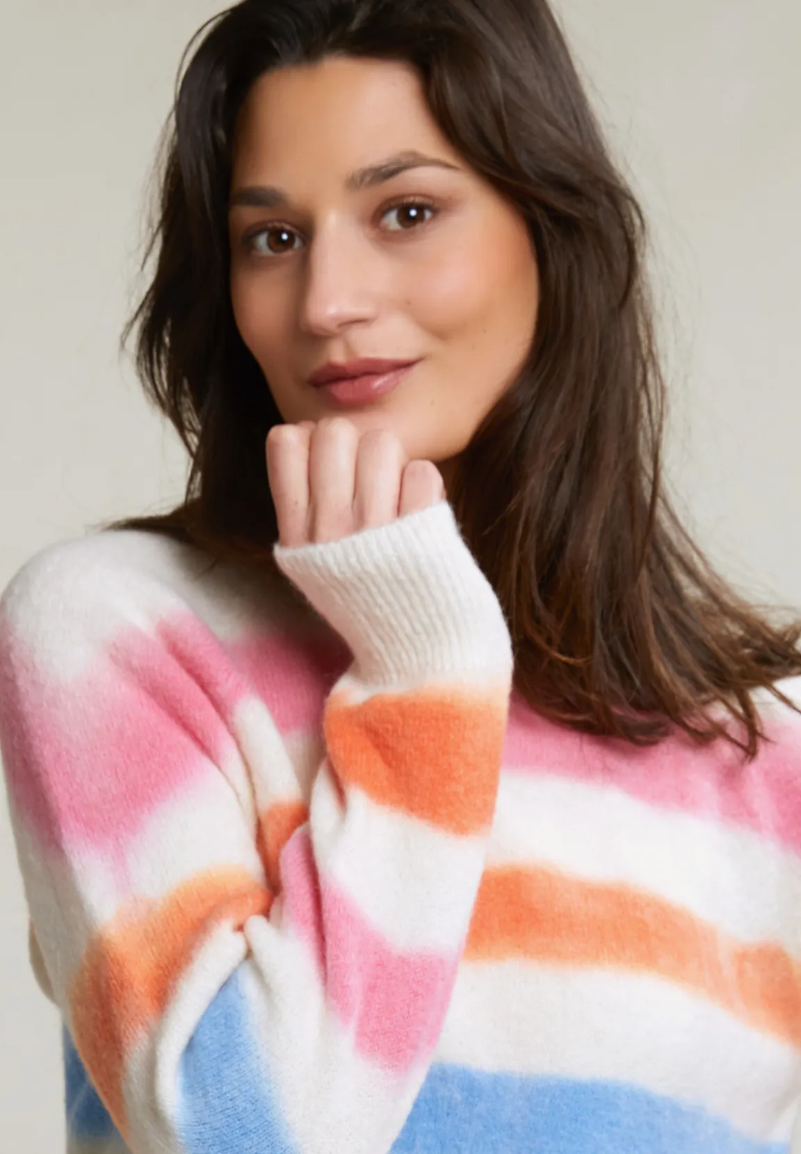 Online River Woods Multi gestreepte alpaca-zuivere scheerwol trui -