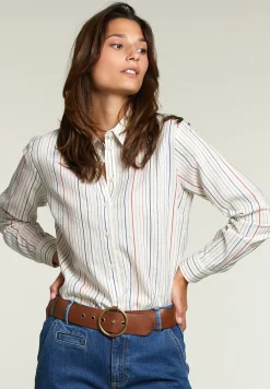New River Woods Multi gestreepte blouse met knopen -