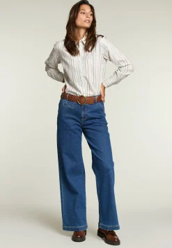 New River Woods Multi gestreepte blouse met knopen -