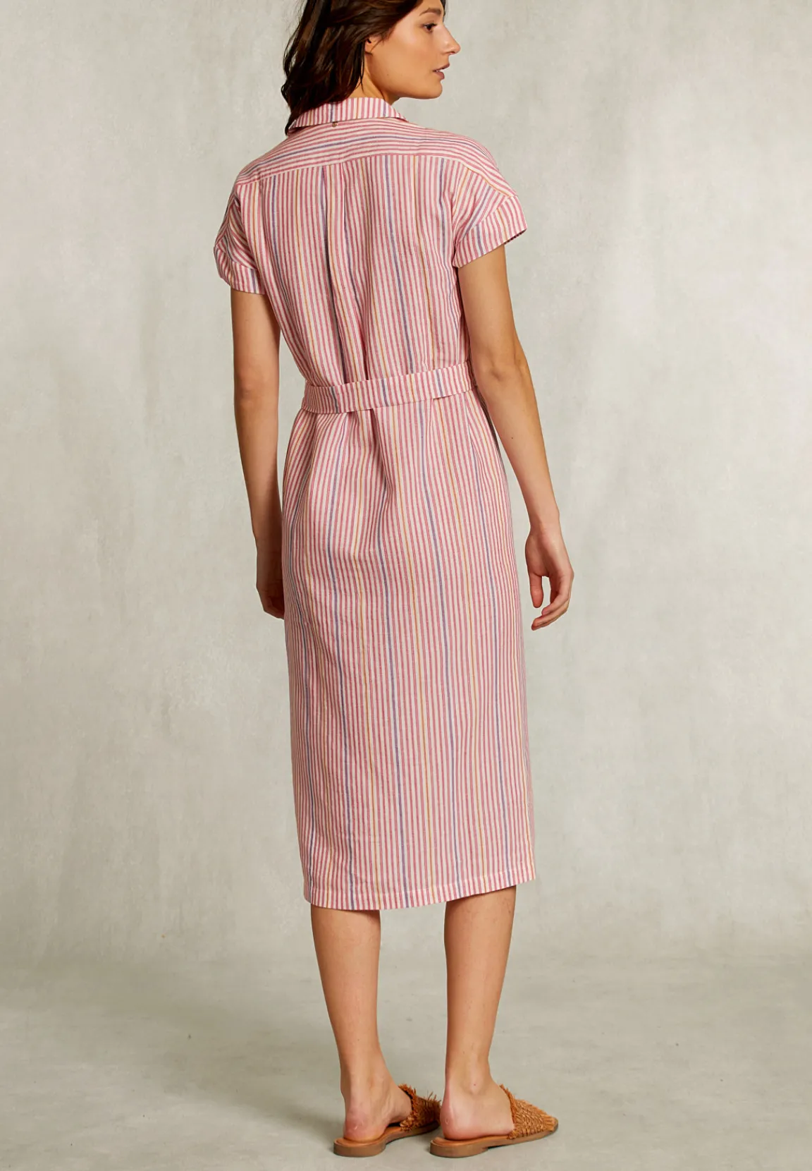 Hot River Woods Multi gestreepte jurk met riem -