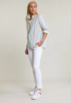 Hot River Woods Multi lange gestreepte geknoopte blouse -