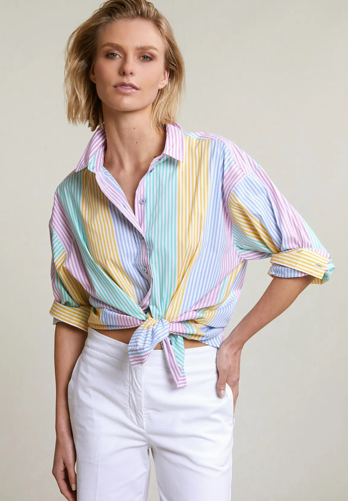 Outlet River Woods Multi wijde geknoopte gestreepte blouse -
