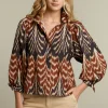 Hot River Woods Multicolor blouse met pofmouwen -
