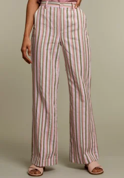 Best River Woods Multicolor gestreepte broek met wijde pijpen -
